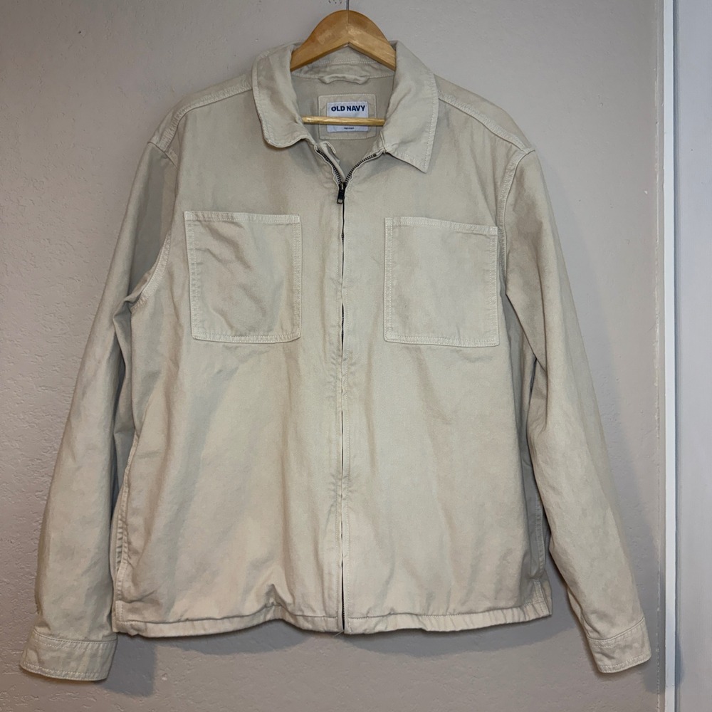Old Navy Workwear Zip Shacket Wish Bone Beige - Picture 14 of 14